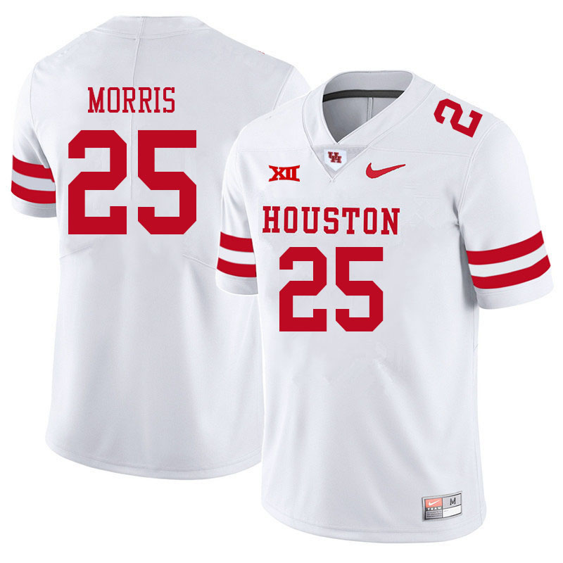 Men #25 Jamal Morris Houston Cougars College Big 12 Conference Football Jerseys Sale-White
